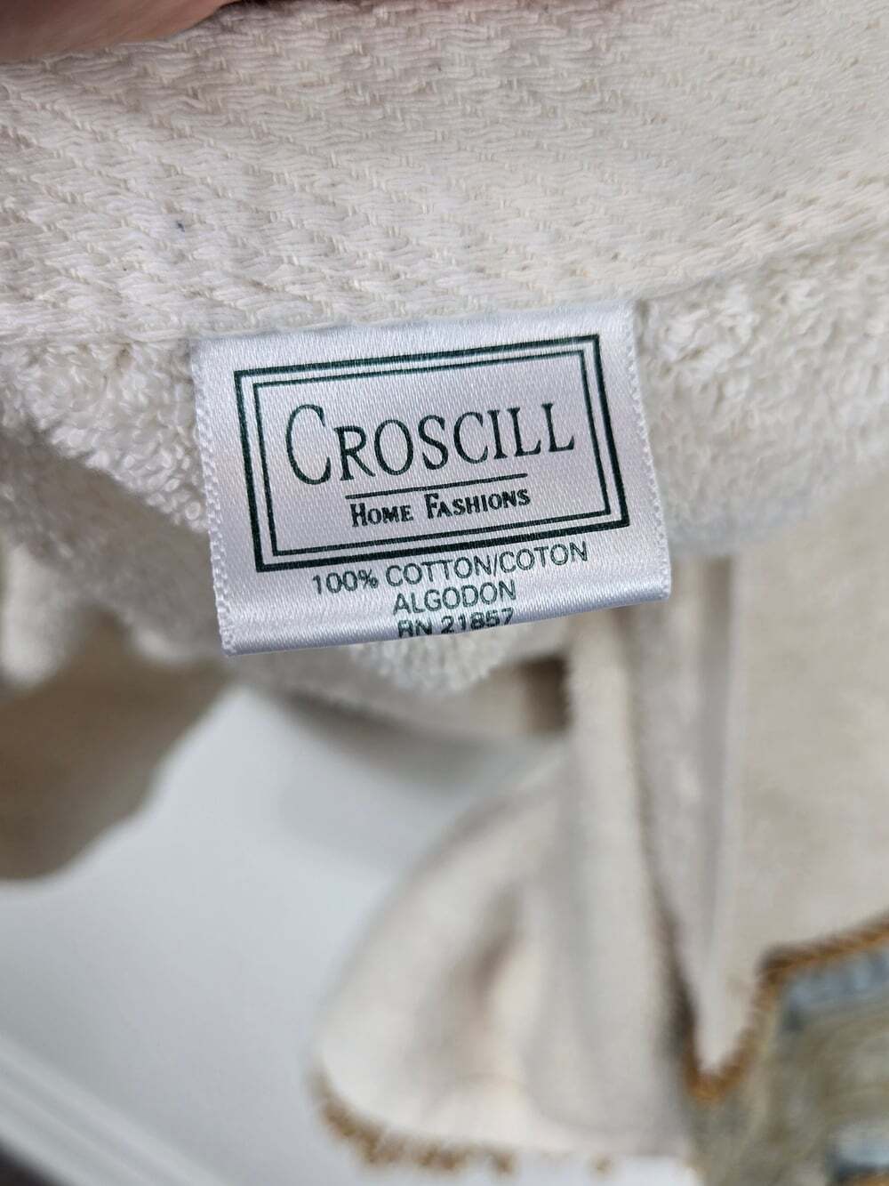 Croscill Home  Bath Towel Vintage Blue Gold Paisley Fringe 100% Cotton 50x27 - Picture 4 of 5